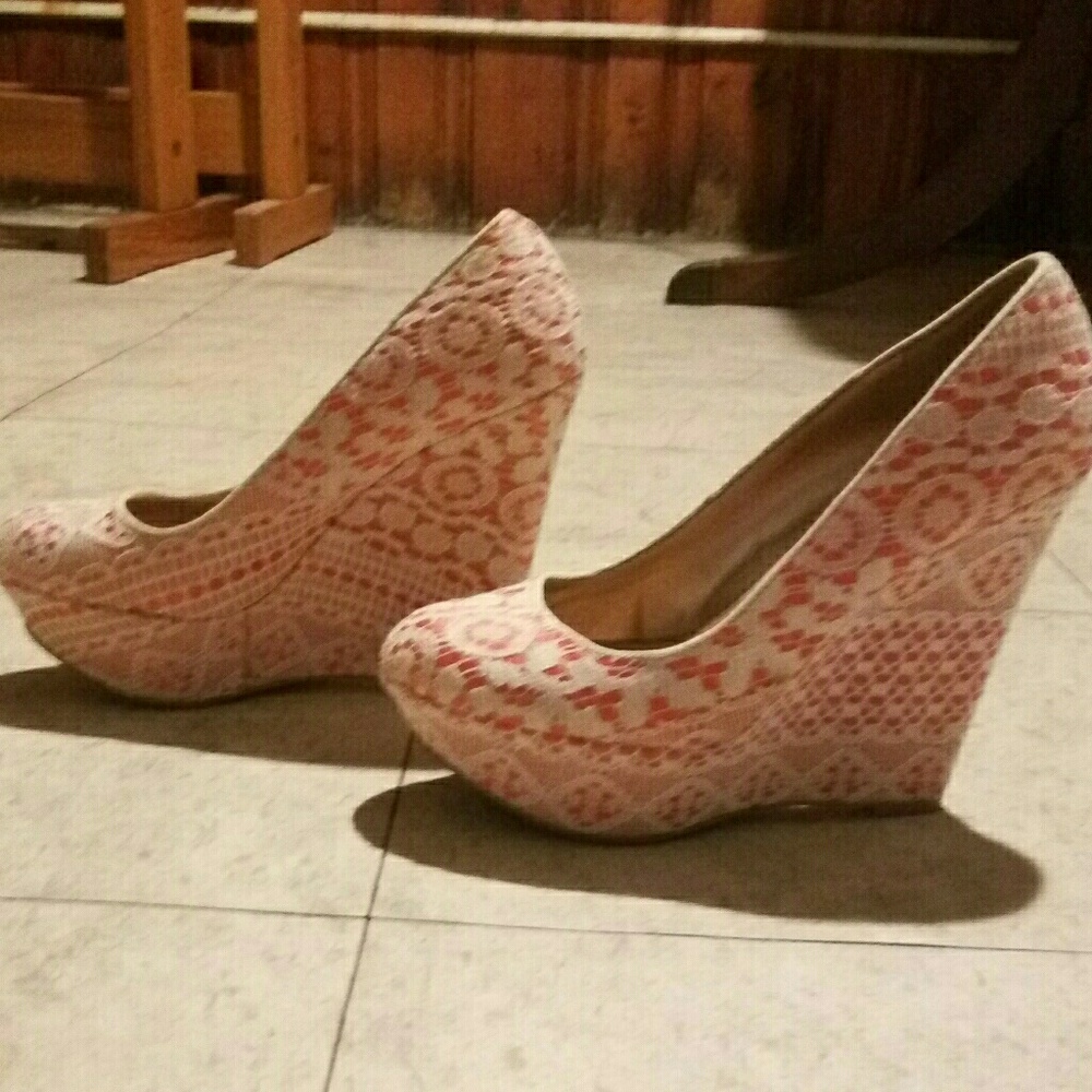 Coral Wedge Heels